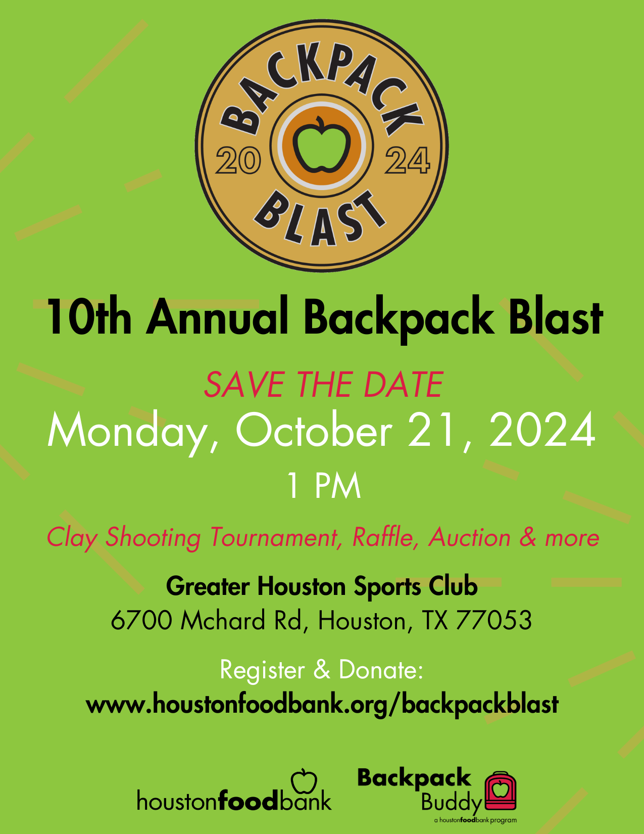 Backpack Blast, Monday October 21st